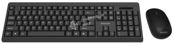 Беспроводной комплект Philips SPT6324, 2.4 GHz 104 клав/3 кнопки, 1600dpi, русская заводская раскладка, черный