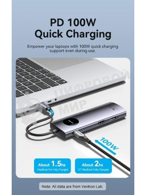 USB-концентратор Vention TQUHB, USB Type-C, USB 2.0/HDMI/RJ-45/SD/USB 3.0, USB Type-C