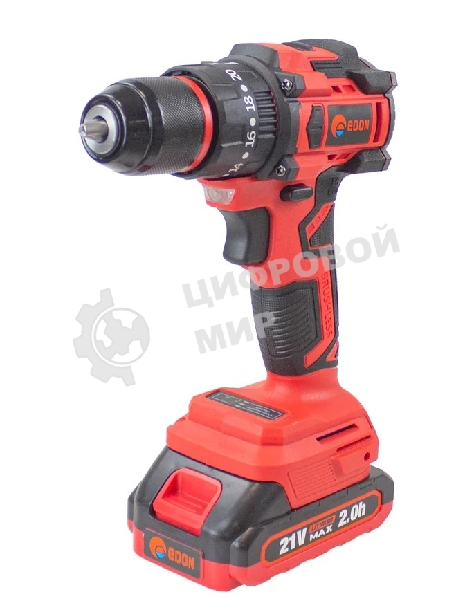 Дрель-шуруповерт Edon UAD-21PBL, 21 В, 2 Ач, 40 Нм, бесщеточный