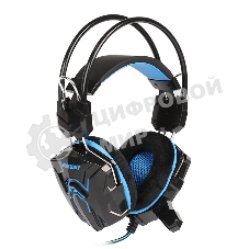 Гарнитура проводная игровая RUSH COBRA, динамики 40мм, велюровые амбушюры, черный/синий (SBHG-1000)