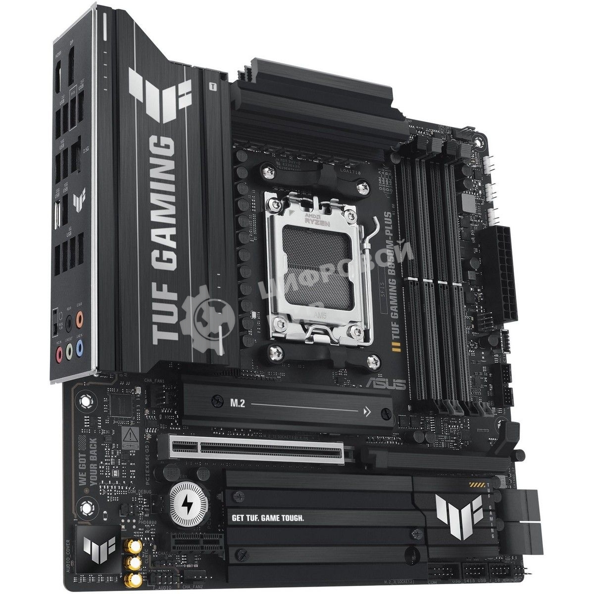 Материнская плата ASUS TUF Gaming B850M-Plus, AM5, AMD B850, 4xDDR5, 4xSATA, 3xM.2, 1xPCIe 5.0 x16, 1xPCIe 4.0 x4, 1xPCIe x1, 1xDP, 1xHDMI, 1x2.5Gb LAN, 4xUSB 2.0, 4xUSB 3.2 Gen 1, 3xUSB 3.2 Gen 2, 1xUSB-C, 3x3.5 мм, 7.1, mATX