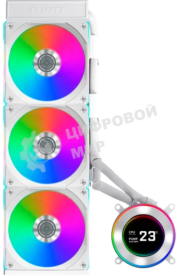 Система жидкостного охлаждения Lian-Li HydroShift II LCD-C 360CL ARGB Soc-AM5/AM4/1700/1851 белый 4-pin 31dB Al+Cu LCD Ret (G89.GHS2LCD36RW.R0)
