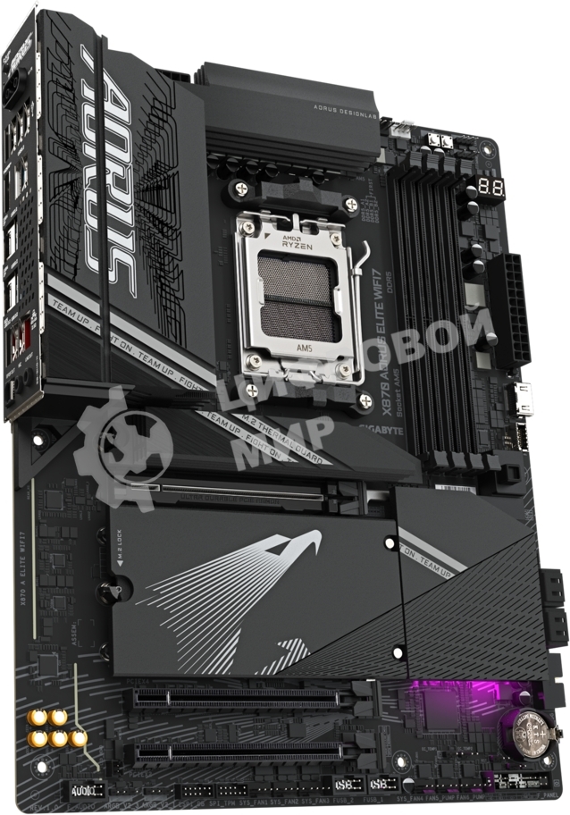 Материнская плата Gigabyte X870 AORUS ELITE WIFI7, AM5, AMD X870, 4xDDR5, 4xSATA, 4xM.2, 1xPCI-E 5.0 x16, 1xPCI-E 4.0 x4, 1xPCI-E 3.0 x2, 1xHDMI, 1x 2.5Gb LAN, 4xUSB-A 3.2 Gen 1, 2xUSB-A 3.2 Gen 2, 4xUSB-A 2.0, 2xUSB-C 4.0, 2x3.5 мм, 7.1, ATX