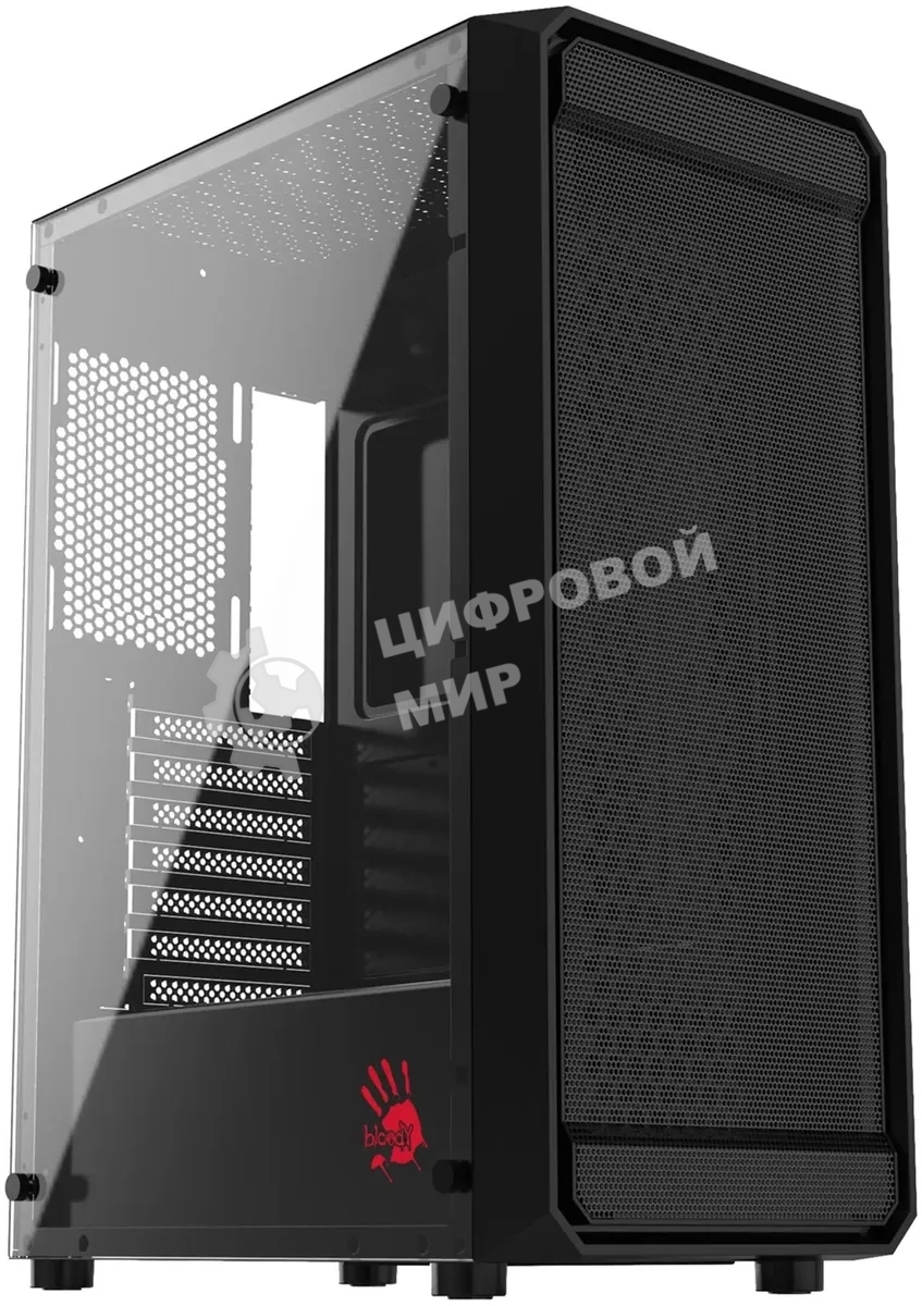 Компьютерный корпус Bloody BD-CC114 черный без БП ATX 8x120мм 1xUSB 2.0 1xUSB 3.0 audio bott PSU