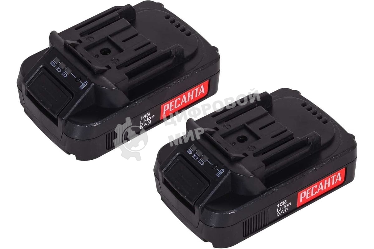Дрель-шуруповерт аккумуляторная Ресанта ДА-18-2ЛК 75/14/5, Аккумуляторная, 18В, 2 АКБ, Кейс