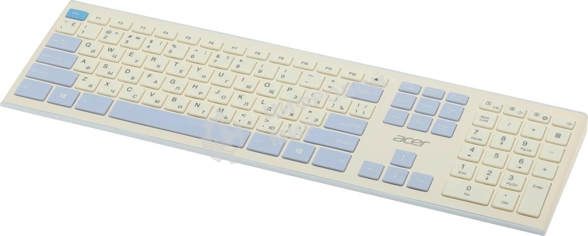 Комплект клавиатура + мышь Acer OCC205 беспроводной USB, 1200 dpi, белый/голубой