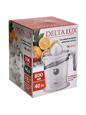 Соковыжималка DELTA LUX DE-2401 белый, цитрусовая, 40 Вт, 800 мл, механическое