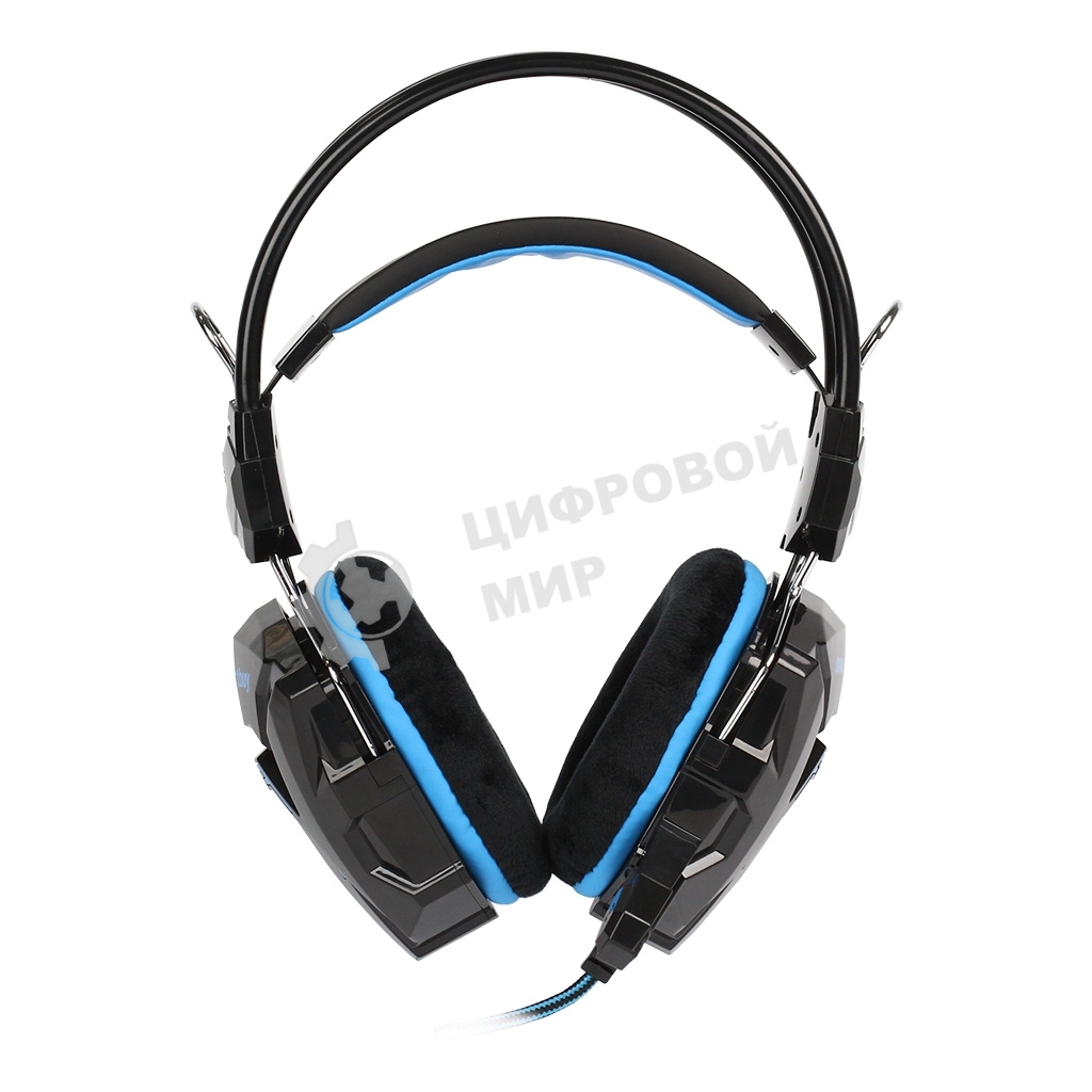 Гарнитура проводная игровая RUSH COBRA, динамики 40мм, велюровые амбушюры, черный/синий (SBHG-1000)