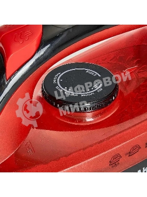 Утюг Аксинья КС-3004 черный с красным, 2200 Вт, 25 г/мин, 120 г/мин, 160 мл
