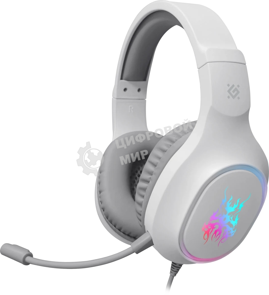 Гарнитура Defender Fury белый, проводная, подсветка