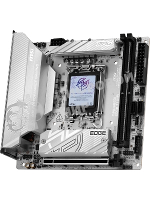 Материнская плата MSI MPG B860I EDGE TI WIFI, LGA 1851, Intel B860, 2xDDR5 (до 128 ГБ), 2xSATA, 2xM.2 (1xPCIe 5.0, 1xPCIe 4.0/SATA), 1xPCIe 5.0 x16, 1xHDMI, 1x5Gb LAN, Wi-Fi 7, Bluetooth 5.4, 1xUSB-C 40Gbps (Thunderbolt 4), 1xUSB-C 10Gbps, 1xUSB-A 10Gbps, 4xUSB-A 5Gbps, 2xUSB-A 2.0, 3x3.5 мм + S/PDIF оптический, 7.1, белый/серебристый, Mini-ITX