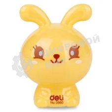 Точилка для карандашей ручная Deli Rabbit E0560, 1 отверстие, пластик, ассорти блистер