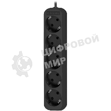 Удлинитель Defender M530 черный, 3 м, EURO, 5 розеток, 2200 Вт