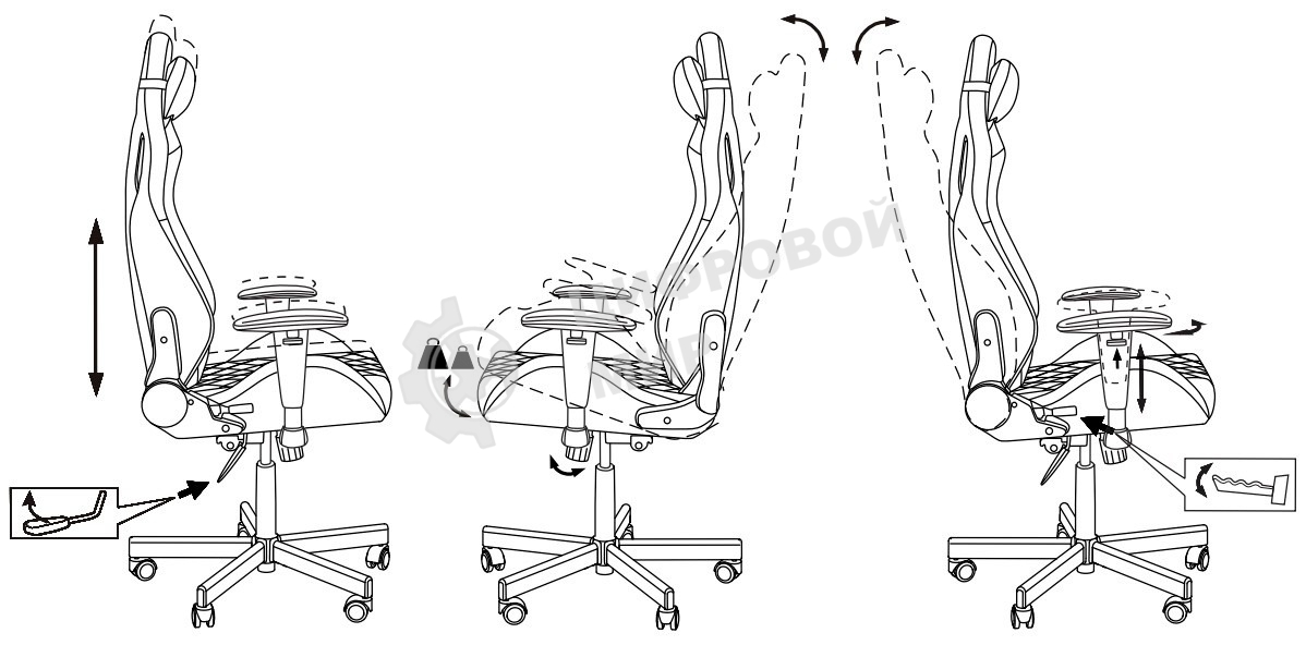 Кресло игровое Бюрократ Knight Outrider Light-20 черный с подголов. крестовина металл