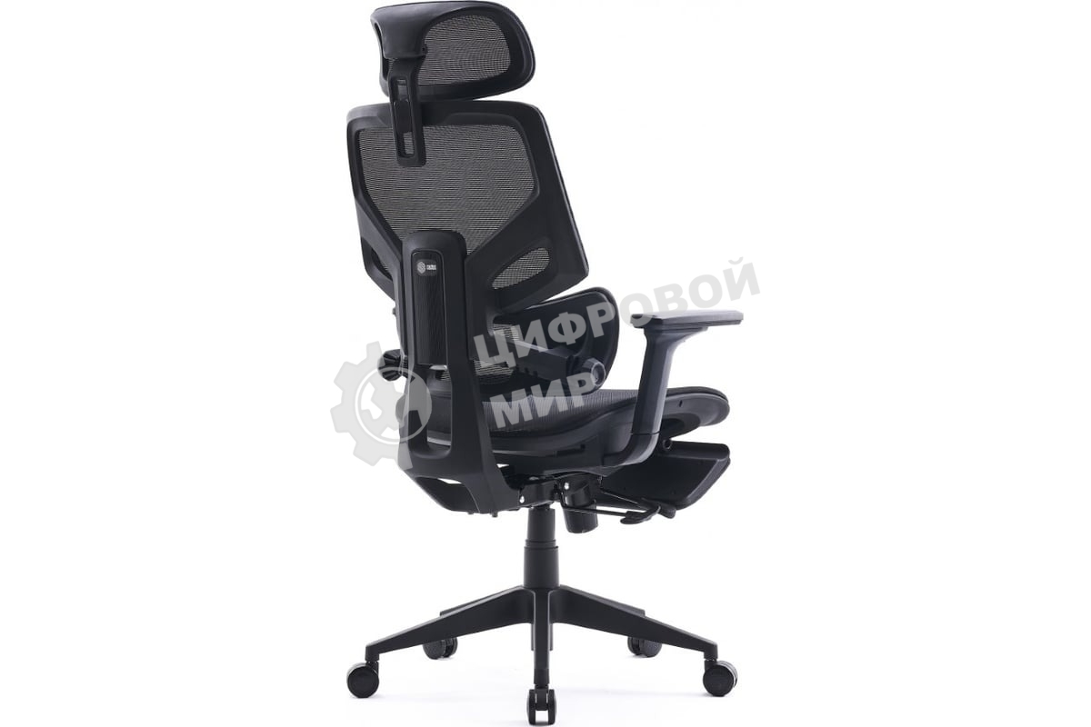 Кресло офисное Cactus CS-CHR-MC01-BLBK синий, сиденье черный, сетка/ткань, с подголов. крестов. пластик, подст. для ног