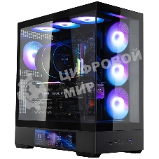 Компьютерный корпус ZALMAN P40 DS, ATX, черный, WINDOW, 9.1-inch LCD screen, 2xCombo(2.5” or 3.5”), 1x2.5”, 1xUSB TYPE-C, 2xUSB 3.0, SIDE 3x120мм ARGb, REAR 1x120мм ARGb