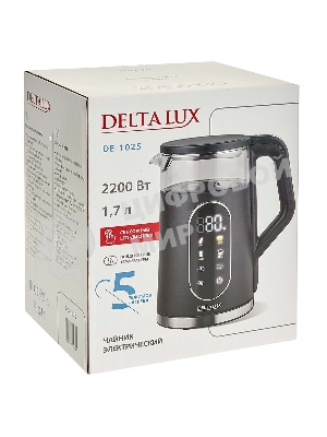 Чайник Delta Lux DE-1025 черный 2,2кВт, 1.7 л, LC