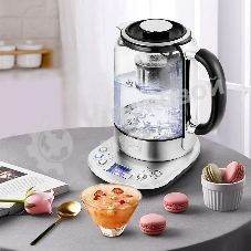 Чайник электрический Kitfort KT-6116 1.7 л, 2200 Вт, нержавеющая сталь/черный (корпус: стекло)