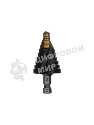 Сверло ступенчатое Denzel 9-12-15-18-21-24-27-30-33-36 мм, Р6М5, 6-гр. хвостовик