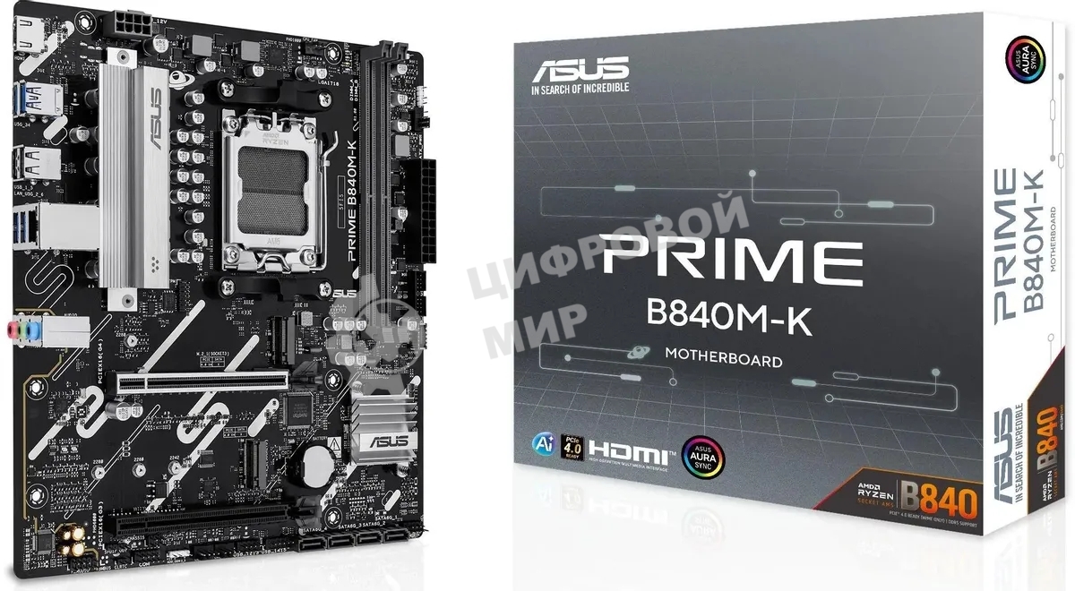 Материнская плата Asus PRIME B840M-K Socket AM5 AMD B840 2xDDR5 mATX AC`97 8ch(7.1) 2.5Gg RAID+HDMI