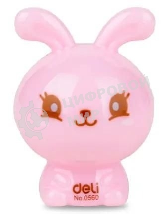 Точилка для карандашей ручная Deli Rabbit E0560, 1 отверстие, пластик, ассорти блистер