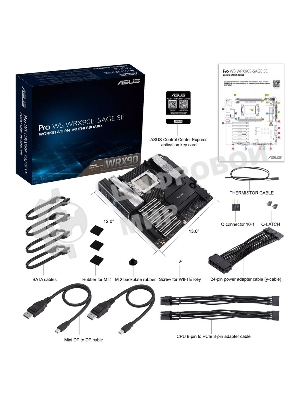 Материнская плата ASUS Pro WS WRX90E-SAGE SE, sTR5, AMD WRX90, 8xDDR5, 4xSATA, 4xM.2, 6xPCI-E 5.0 x16, 1xPCI-E 5.0 x8, 1xVGA, 2xMiniDP, 3x 10Gb LAN, 6xUSB-A 3.2 Gen 2, 1xUSB-A 2.0, 2xUSB-C USB4, 2x3.5 мм, 5.1, SSI EEB