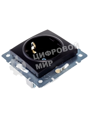 Механизм розетки 1-м СП KARINA защ. шторки с заземл. термопласт черный бархат LEZARD 707-4288-124B