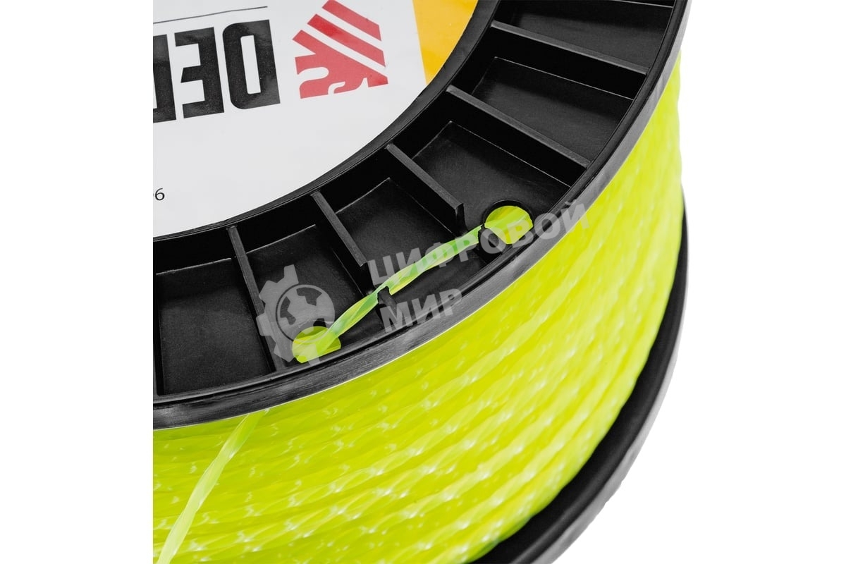 Леска для триммера Denzel витой квадрат, 2,0мм х 357м, на DIN катушке FLEX CORD