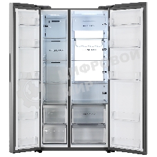 Холодильник Haier HRF-600DM7ERU серебристый двухкамерный 388/210л морозилка сбоку, No Frost, Side by Side