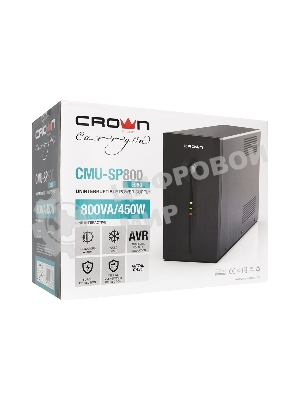 Источник бесперебойного питания Crown CMU-SP800EURO/800 ВА/450 Вт/1 х IEC 320 C13 (компьютерная), 3 х CEE 7 (евророзетка)