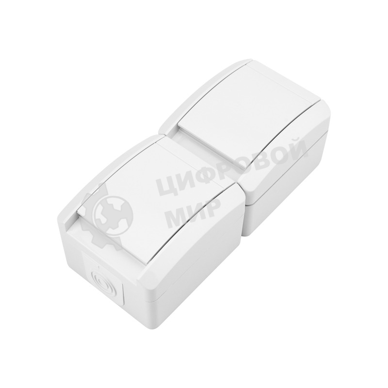 Блок вертикальный 2 розетки Kranz INDUSTRIAL IP54 с заземлением, о/у, белый