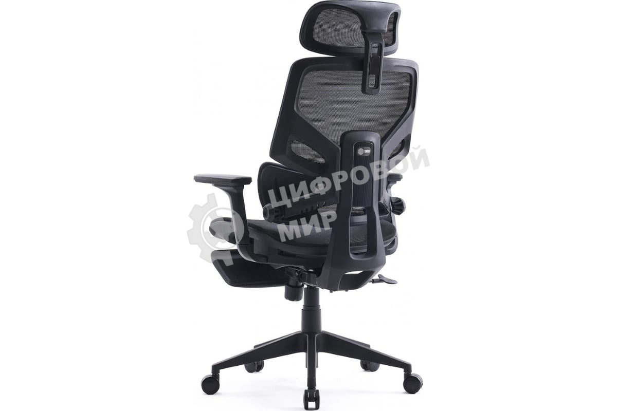 Кресло офисное Cactus CS-CHR-MC01-BLBK синий, сиденье черный, сетка/ткань, с подголов. крестов. пластик, подст. для ног