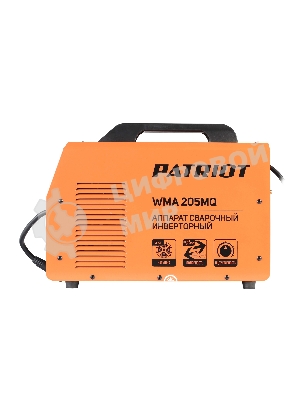 Полуавтомат сварочный инверторный PATRIOT WMA 205MQ MIG/MAG/MMA, полуавтоматическая сварка в среде газа (MIG/MAG) стальной и флюсовой проволокой 0.6/0.8 мм, сварка электродом (MMA) до 4мм, сварочный ток в режиме MIG: 40-200А; сварочный ток в режиме MMA: 40-200А; ПВ при макс. токе: 60%