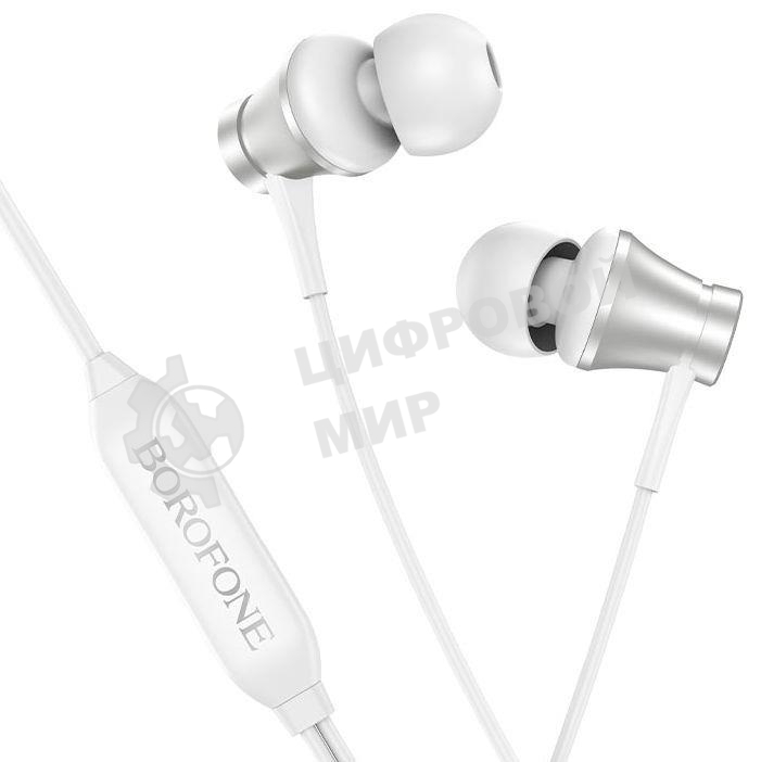 Проводные наушники Borofone BM73 серебристый, внутриканальные, Jack 3.5 мм