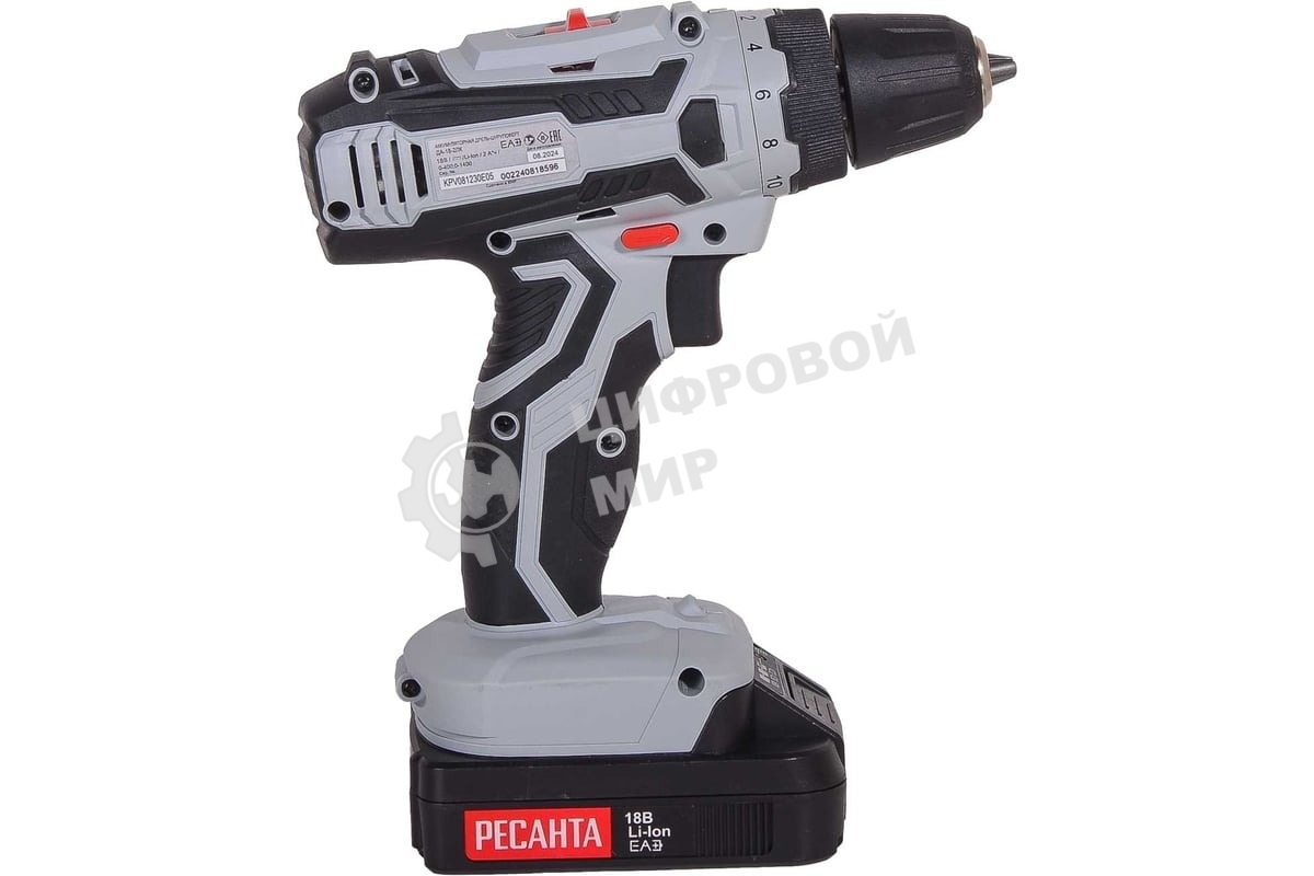Дрель-шуруповерт аккумуляторная Ресанта ДА-18-2ЛК 75/14/5, Аккумуляторная, 18В, 2 АКБ, Кейс
