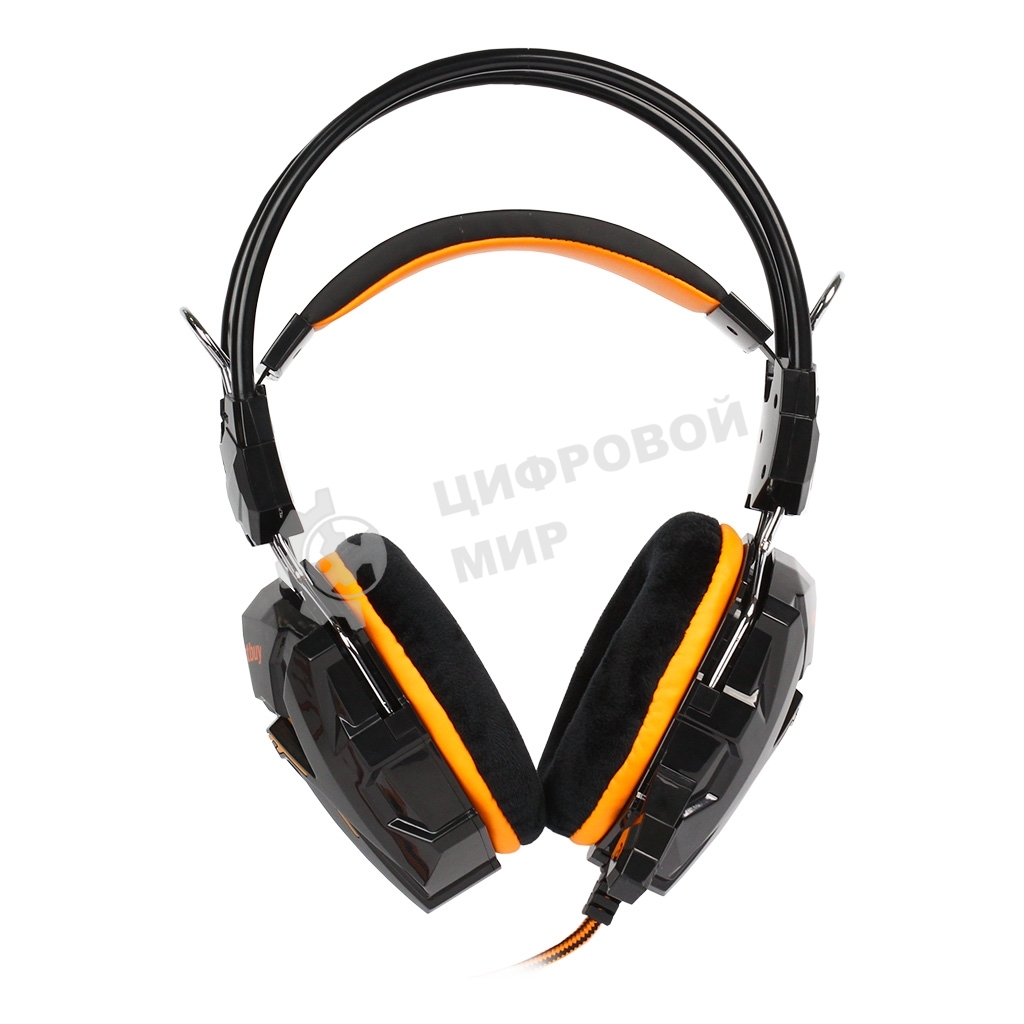 Гарнитура проводная игровая RUSH COBRA, динамики 40мм, велюровые амбушюры, черный/оранжевый (SBHG-1100)