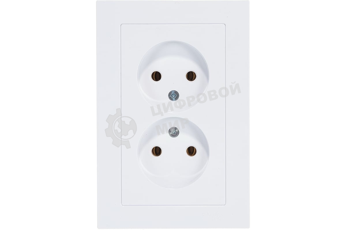 Розетка 2-м AtlasDesign без заземл. 16А в сборе белый SchE ATN000120