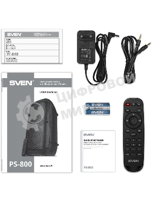 Колонка портативная SVEN PS-800 черный 100W 2.0 BT 10м 4400mAh