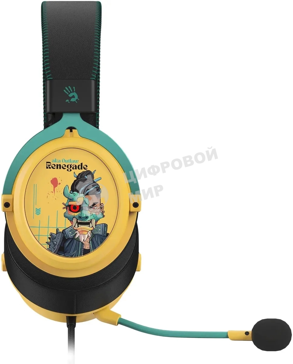 Наушники с микрофоном A4Tech Bloody M595 Renegade желтый/рисунок 2.3м мониторные USB оголовье (M595)