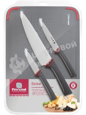 Набор из 3 ножей и разделочной доски Rondell RD-1491 Strike
