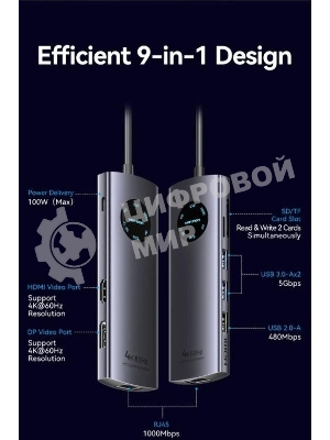 USB-концентратор Vention TQUHB, USB Type-C, USB 2.0/HDMI/RJ-45/SD/USB 3.0, USB Type-C