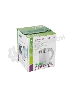 Чайник электрический Homestar HS-1021, 1500 Вт, 1.7 л, нержавейка+пластик, белый, двойной корпус