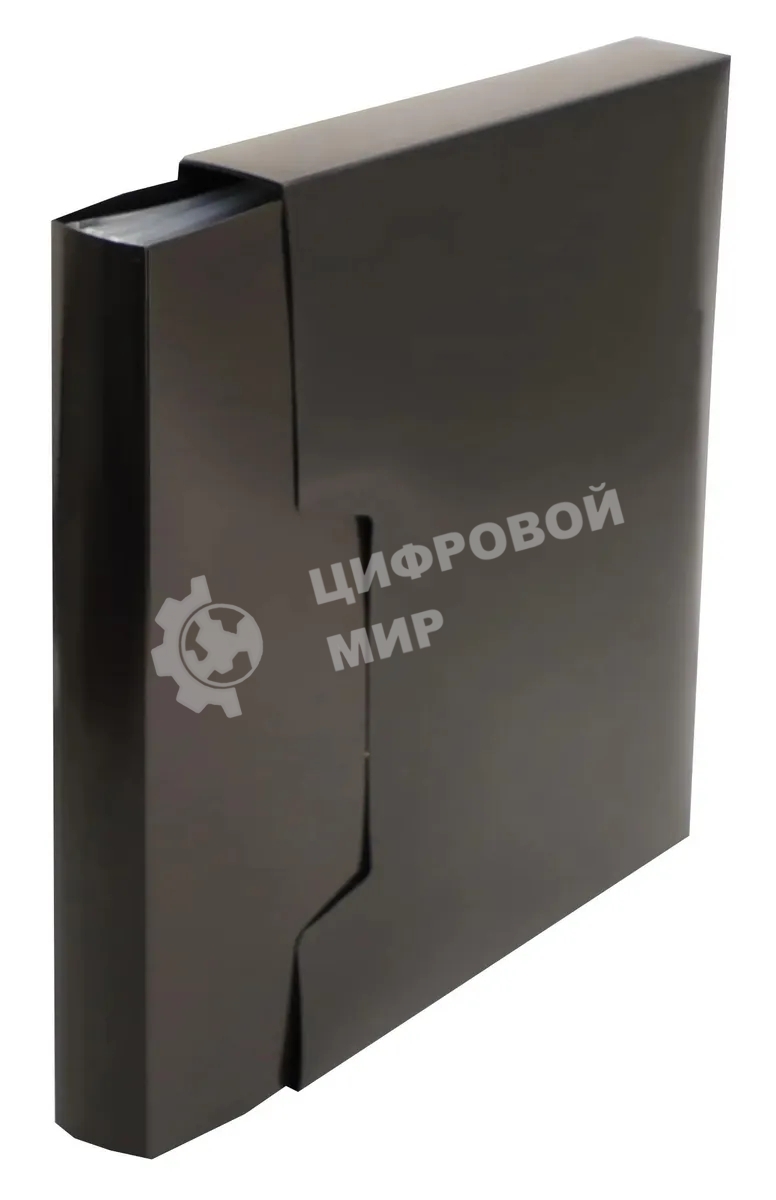 Папка с 100 прозрачными вкладками Бюрократ DeLuxe DLVBOX100BLCK A4, пластик, 0.7мм, черный в коробе