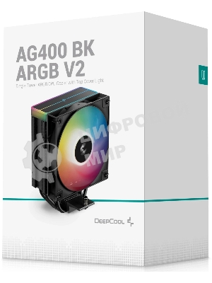Кулер для процессора DEEPCOOL AG400 BK ARGb V2 черный 120мм алюминий+медь 2100rpm 31.6db 4-pin 220W 154мм