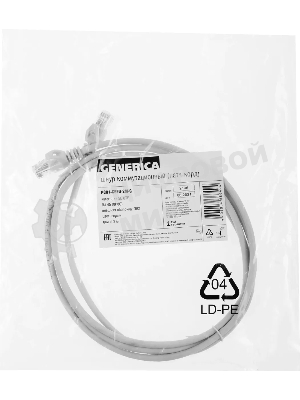 Коммутационный шнур ITK (патч-корд), cat.5e UTP, 2м, серый Патч-корд, cat.5e UTP, 2м, серый