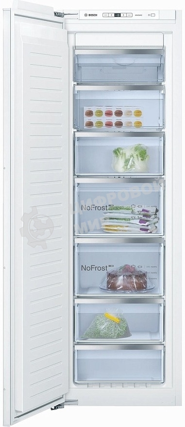 Встраиваемый морозильный шкаф Bosch GIN81AEF0U, белый, 212л, 5 ящиков