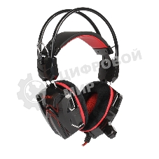 Гарнитура проводная игровая RUSH COBRA, динамики 40мм, велюровые амбушюры, черный/красный (SBHG-1300)