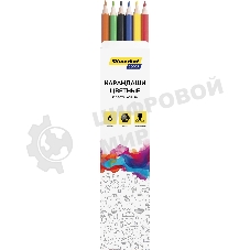 Карандаши цветные Silwerhof Color 2.6 мм, шестигранный профиль, пластик, ассорти, 6 цветов, коробка с европодвесом