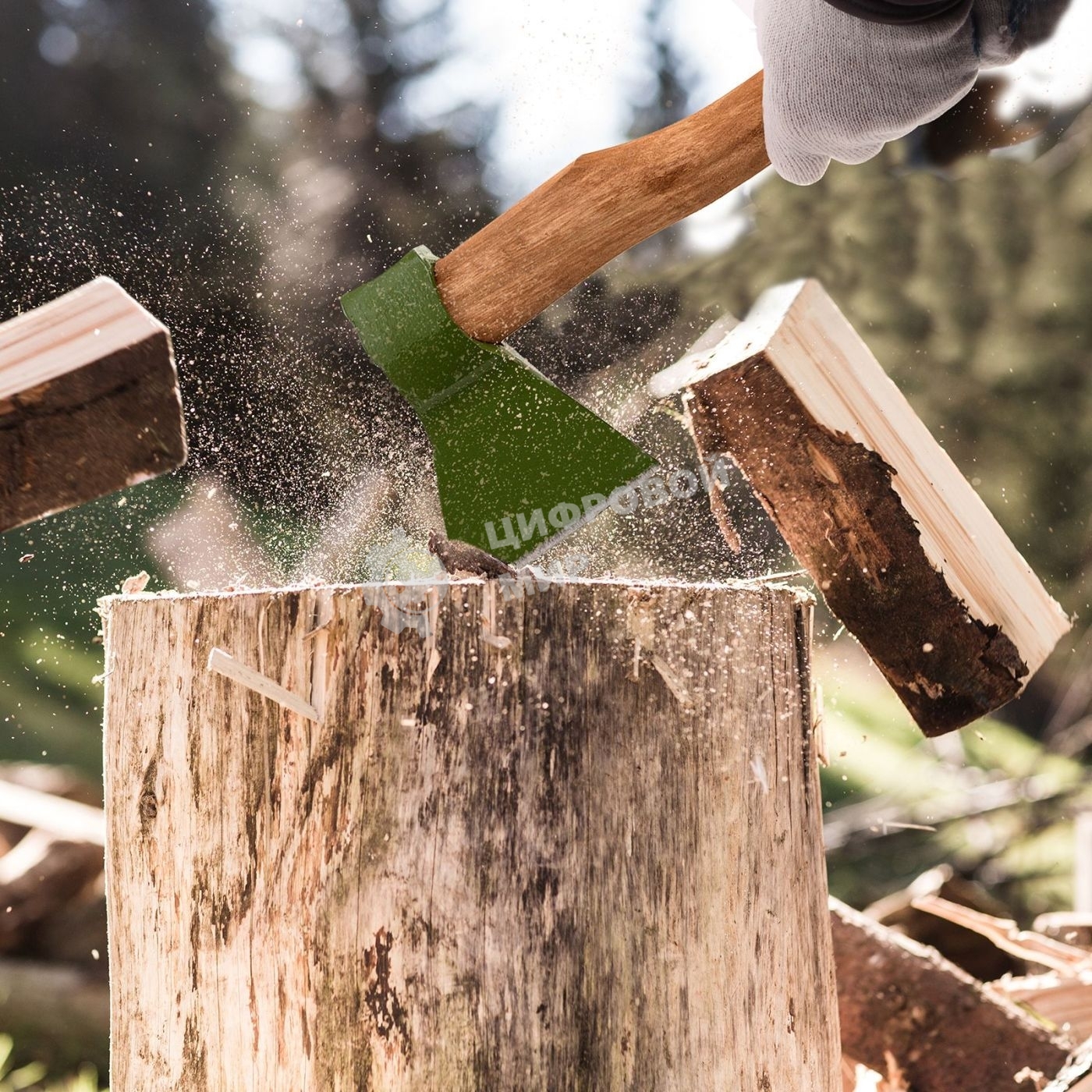 Топор кованный Сибртех, в сборе, 800/1050 г, деревянное топорище, 400 мм, Б2