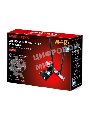 Сетевой адаптер Mercusys MA86XE Трехдиапазонный адаптер PCI Express с поддержкой Bluetooth и Wi-Fi 6E AXE5400